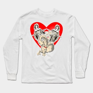 Medieval princess with dragon and heart Long Sleeve T-Shirt